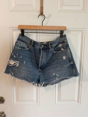 Boyish Distressed Denim Cutoff Shorts - Light Blue